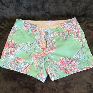 Lilly Pulitzer Green and Pink Patterned Women Shorts